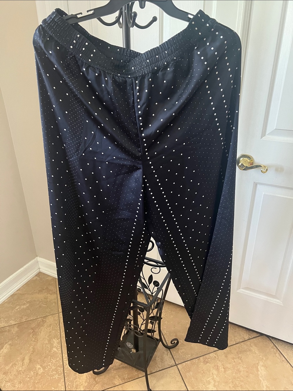 Victoria's Secret Black Wide-Leg Pants with Silver Dot Detail